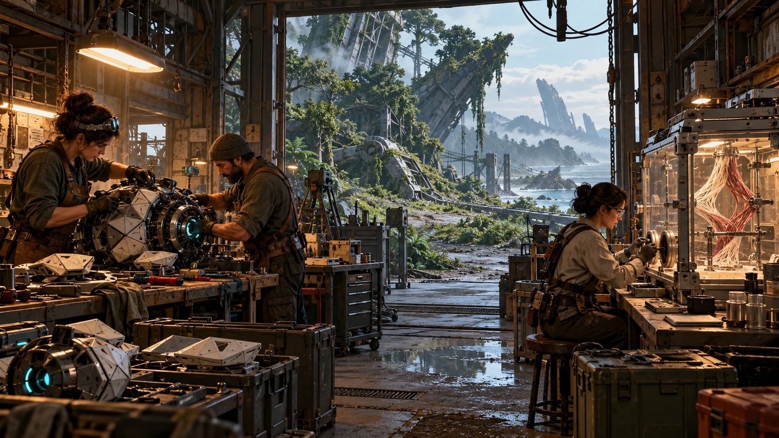 Archived generated concept art: Reclaimed Frontier. Superseded visual direction.