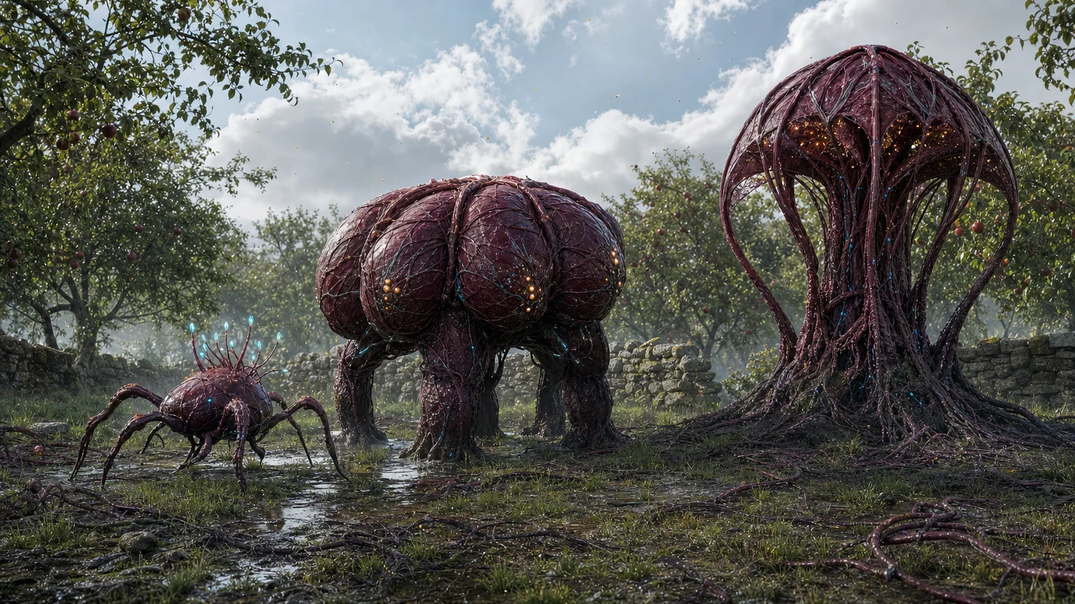 Archived generated concept art: Biological Units. Superseded visual direction.