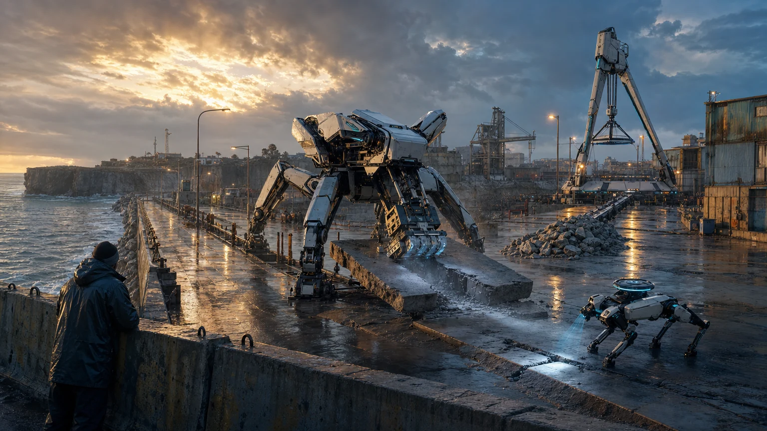 Archived generated concept art: Machines Encounter. Superseded visual direction.