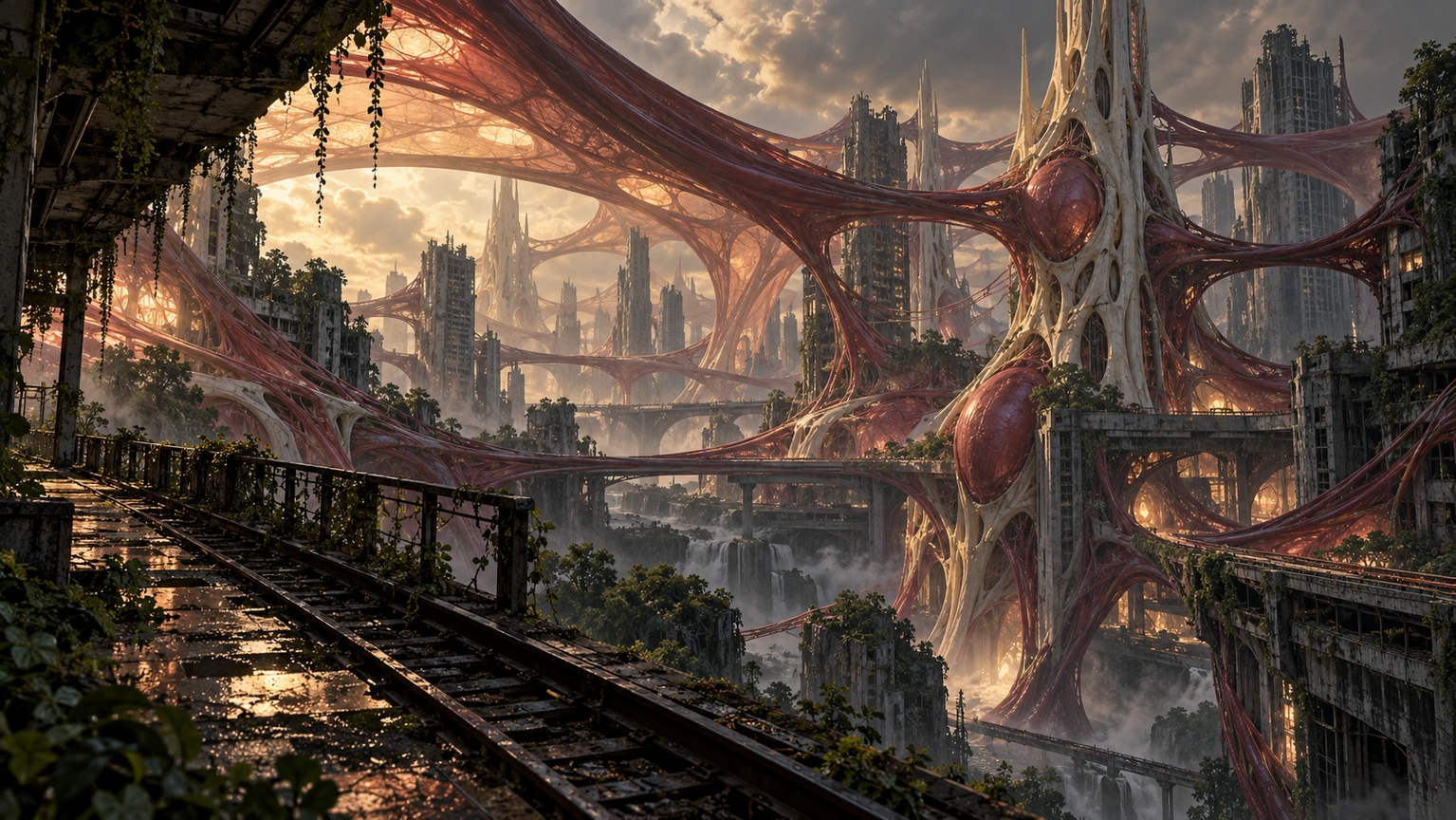 Archived generated concept art: Corruption City. Superseded visual direction.