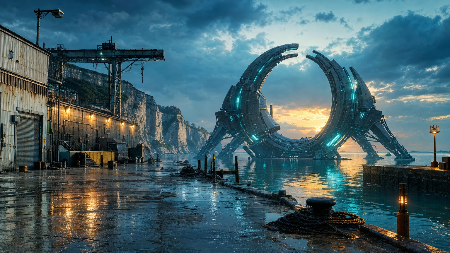 Archived generated concept art: Machine Coast. Superseded visual direction.